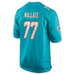 M.Dolphins #77 Caedan Wallace Aqua Team Game Football Jersey