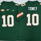 M.Hurricanes #10 Malachi Toney Green F.U.S.E. 2026 Stitched Football American College Jerseys
