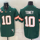M.Hurricanes #10 Malachi Toney Green F.U.S.E. Fiesta Bowl Champions & Florida Patch Stitched Football American College Jerseys
