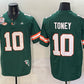 M.Hurricanes #10 Malachi Toney Green F.U.S.E. The Fiesta Bowl Champions & Florida Patch Stitched Football American College Jerseys