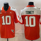 M.Hurricanes #10 Malachi Toney Orange Alternate F.U.S.E. Fiesta Bowl Champions & Florida Patch Stitched Football American College Jerseys