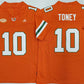 M.Hurricanes #10 Malachi Toney Orange F.U.S.E. 2026 Stitched Football American College Jerseys