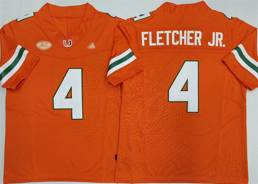 M.Hurricanes #4 Mark Fletcher Jr. Orange F.U.S.E. 2026 Stitched Football American College Jerseys