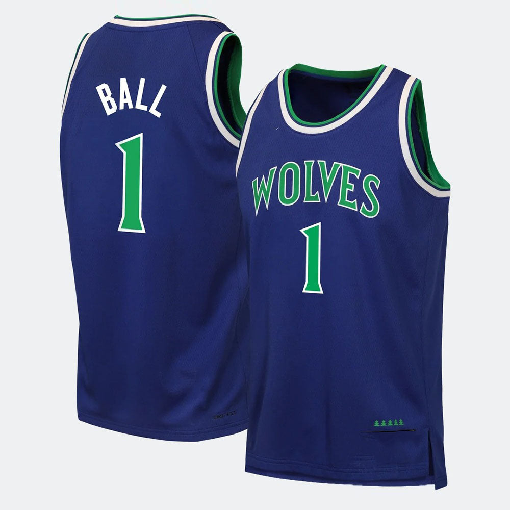 M.Timberwolves #1 Lamelo Ball  Blue Stitched American Basketbal Jersey Jersey