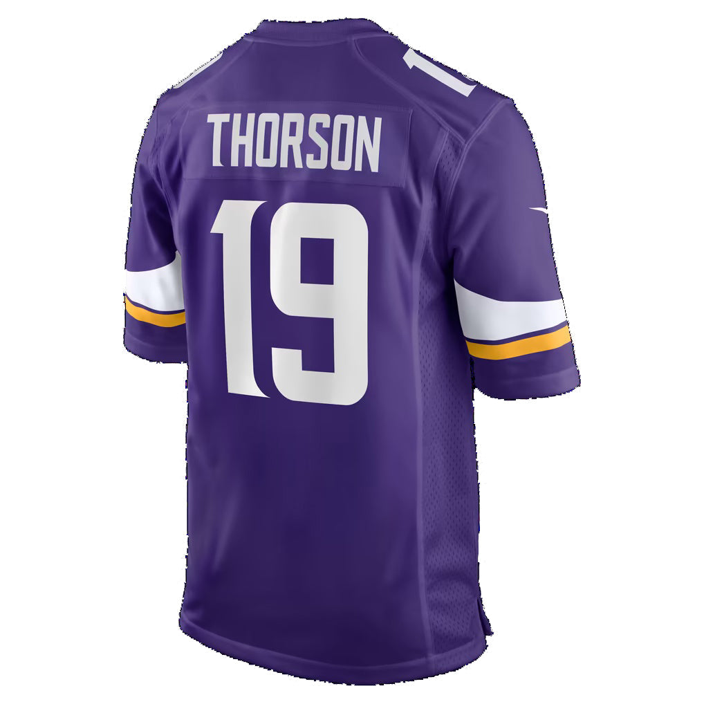 MN.Vikings #19 Brett Thorson Purple Team Game Football Jersey