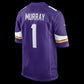 MN.Vikings #1 Kyler Murray Purple Game Stitched American Football Jerseys