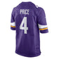 MN.Vikings #4 Myles Price Purple Team Game Stitched American Football Jerseys