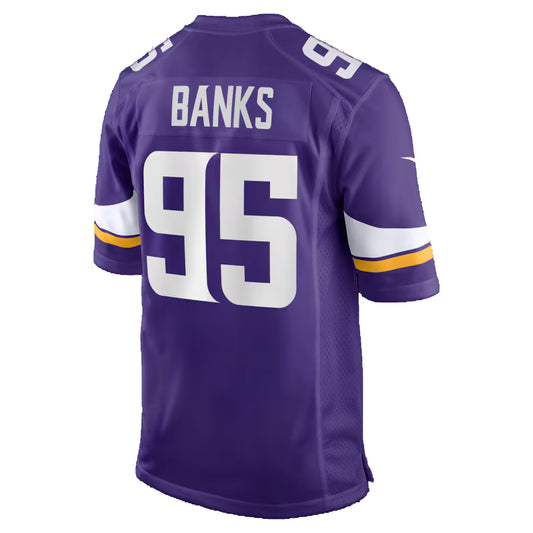MN.Vikings #95 Caleb Banks Purple 2026 Draft First Round Pick No. 18 Team Game Stitched American Football Jerseys