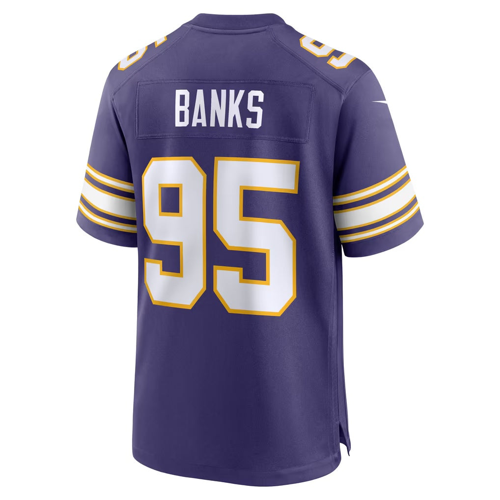 MN.Vikings #95 Caleb Banks Purple Alternate Classic Game Football Jersey