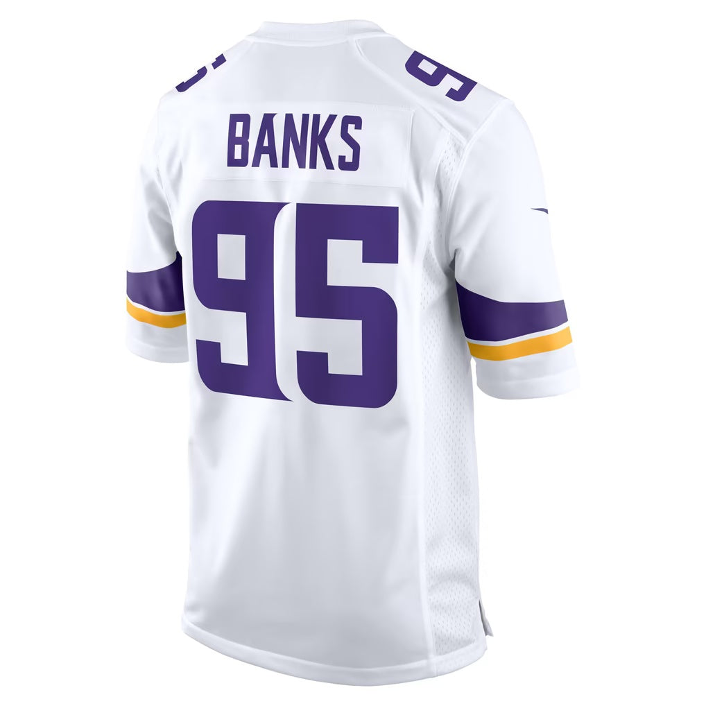 MN.Vikings #95 Caleb Banks White Game Football Jersey