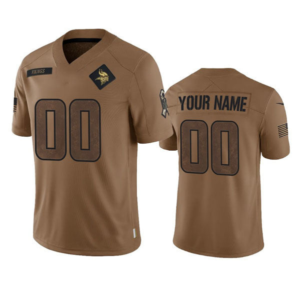 Custom MN.Vikings 2023 Brown Salute To Service Limited Stitched Jersey American Football Jerseys