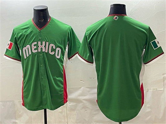 Mexico Baseball Blank Green 2026 World Baseball Classic Home Stadium Stitched Baseball Jersey