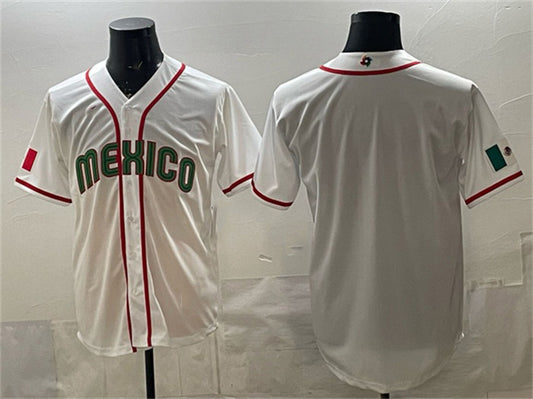 Mexico Baseball Blank White 2026 World Baseball Classic Home Stadium Stitched Baseball Jersey
