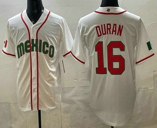Mexico Baseball #16 Jarren Duran White 2026 World Baseball Classic Cool Base Stitched Baseball Jersey