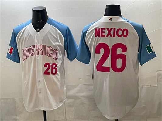 Mexico Baseball #26 Mexico White 2026 World Baseball Classic Home Stadium Stitched Baseball Jersey