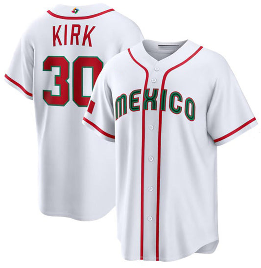 Mexico Baseball #30 Alejandro Kirk White 2026 World Baseball Classic Home Stadium Stitched Baseball Jersey