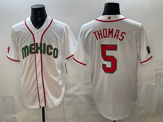 Mexico Baseball #5 Alek Thomas White 2026 World Baseball Classic Home Stadium Stitched Baseball Jersey