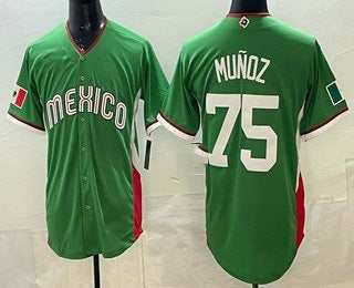 Mexico Baseball #75 Andres Munoz Green 2026 World Baseball Classic Cool Base Stitched Baseball Jersey
