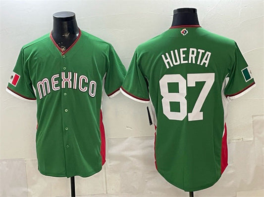 Mexico Baseball #87 Jesus Huerta Green 2026 World Baseball Classic Stadium Stitched Baseball Jersey