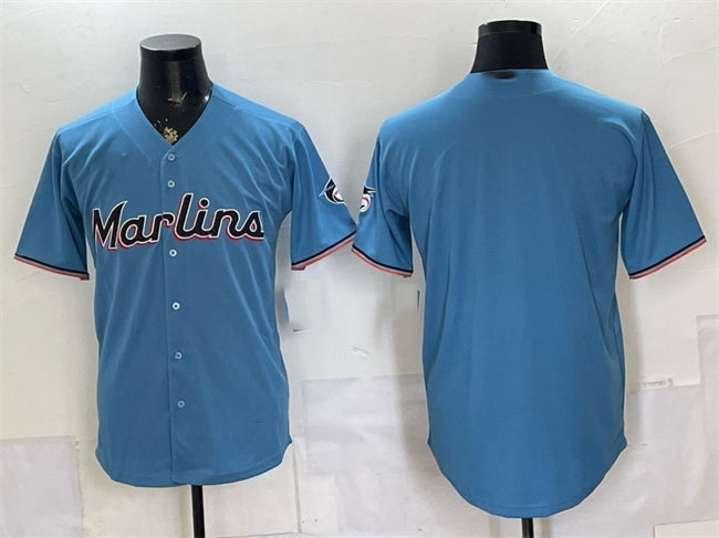 Miami Marlins Blank Blue Cool Base Stitched Jersey