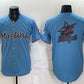 Miami Marlins Blue Team Big Logo Cool Base Stitched Jersey