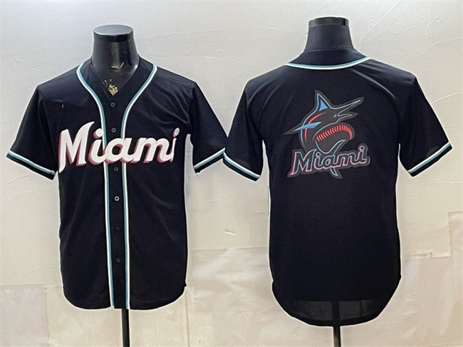 Miami Marlins Team Big Logo 2026 Fashion Replica Black Out Stitched Jersey