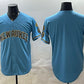 Milwaukee Brewers Blank Blue With Home & Bob Uecker Patch Stitched Baseball Jersey