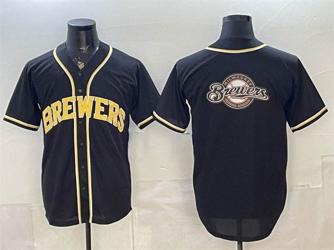 Milwaukee Brewers Team Big Logo 2026 Fashion Replica Black Out Stitched Jersey