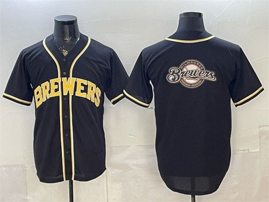 Milwaukee Brewers Team Big Logo 2026 Fashion Replica Black Out Stitched Jersey
