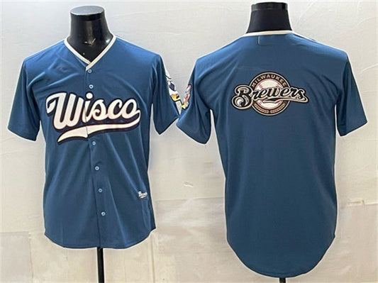Milwaukee Brewers Team Big Logo Mineral Blue 2026 City Connect Stadium Stitched Jersey
