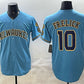 Milwaukee Brewers #10 Sal Frelick Blue With Home & Bob Uecker Patch Stitched Baseball Jersey
