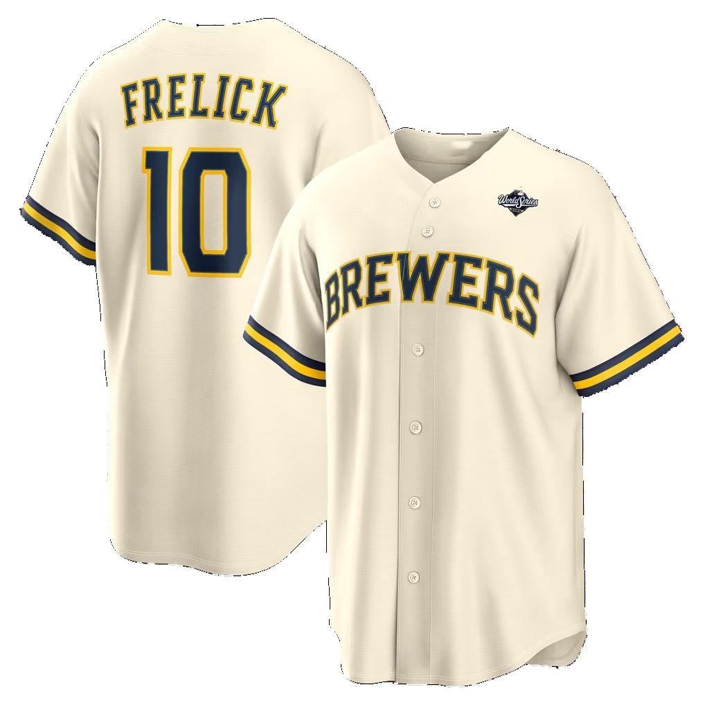 Milwaukee Brewers #10 Sal Frelick Cream 2026 World Series Home Replica Baseball Jersey