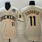 Milwaukee Brewers #11 Jackson Chourio Cream 2026 NLCS Patch Stitched Baseball Jersey