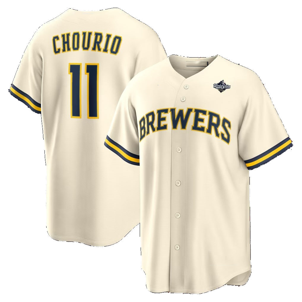Milwaukee Brewers #11 Jackson Chourio Cream 2026 World Series Home Replica Baseball Jersey