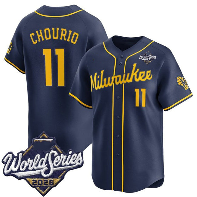 Milwaukee Brewers #11 Jackson Chourio Navy 2026 World Series Alternate Limited Stitched Baseball Jersey