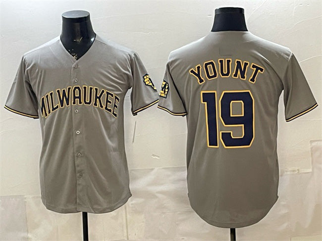 Milwaukee Brewers #19 Robin Yount Grey Home Limited Stitched Baseball Jersey
