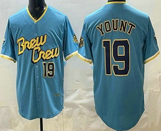 Milwaukee Brewers #19 Robin Yount Powder Blue Limited Stitched Baseball Jersey