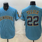 Milwaukee Brewers #22 Christian Yelich Blue With Home & Bob Uecker Patch Stitched Baseball Jersey