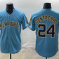 Milwaukee Brewers #24 William Contreras Blue With Home & Bob Uecker Patch Stitched Baseball Jersey