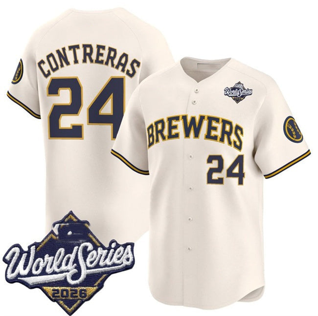 Milwaukee Brewers #24 William Contreras Cream 2026 World Series Limited Stitched Baseball Jersey