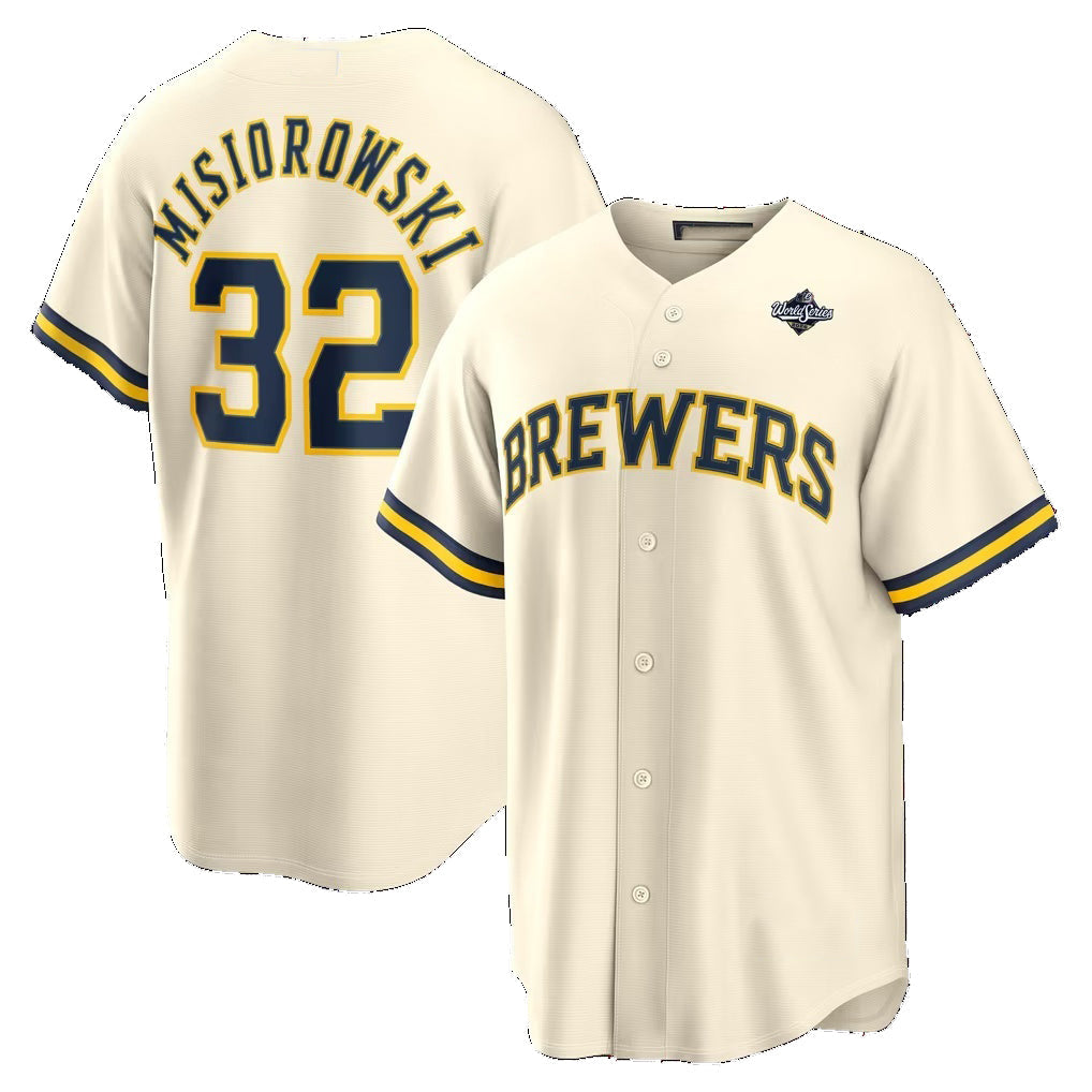 Milwaukee Brewers #32 Jacob Misiorowski Cream 2026 World Series Home Replica Baseball Jersey