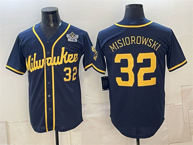 Milwaukee Brewers #32 Jacob Misiorowski Navy 2026 NLCS Patch Stitched Baseball Jersey