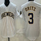 Milwaukee Brewers #3 Joey Ortiz White Cool Base Stitched Baseball Jersey