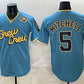 Milwaukee Brewers #5 Garrett Mitchell Powder Blue City Connect With Home & Bob Uecker Patch Limited Stitched Baseball Jersey