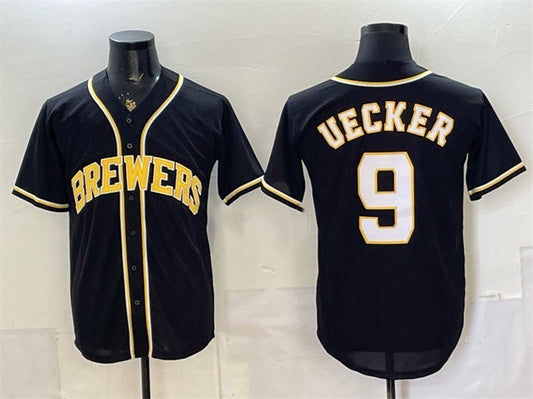Milwaukee Brewers #9 Bob Uecker 2026 Fashion Replica Black Out Stitched Jersey