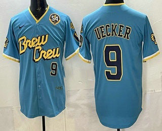 Milwaukee Brewers #9 Bob Uecker Blue City Connect Limited Stitched Baseball Jersey