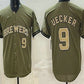 Milwaukee Brewers #9 Bob Uecker Olive 2026 Armed Forces Day Jersey