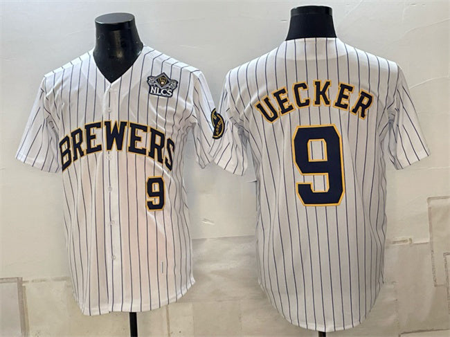 Milwaukee Brewers #9 Bob Uecker White 2026 NLCS Patch Stitched Baseball Jersey