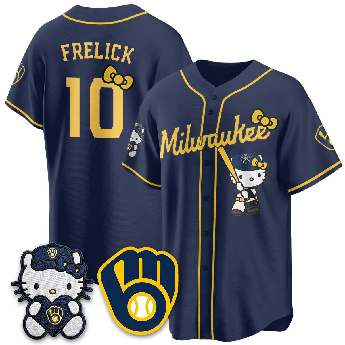 Milwaukee Brewers #10 Sal Frelick Navy Puhics Meow KT Night Vapor Limited All Stitched Jersey