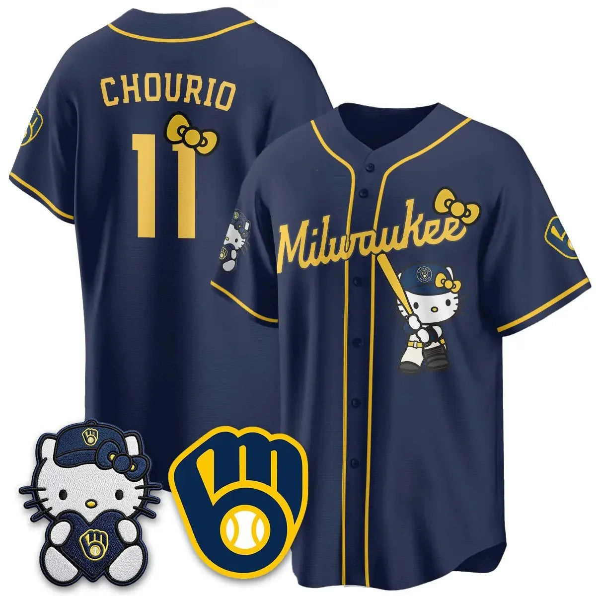 Milwaukee Brewers #11 Jackson Chourio Navy Puhics Meow KT Night Vapor Limited All Stitched Jersey